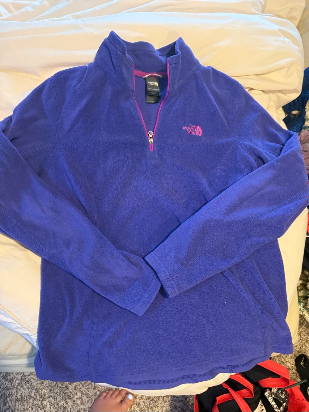 The North Face Purple Men's Half-Zip Fleece with Pink Accents